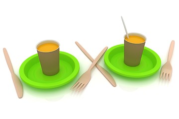 Image showing Orange juice in a fast food dishes