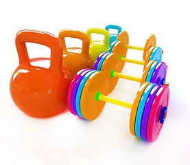 Image showing Colorful weights and dumbbells 