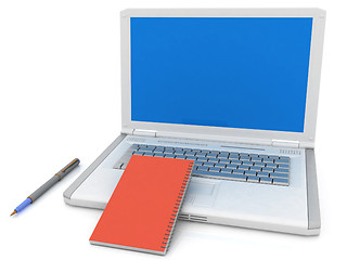 Image showing laptop and notepad 