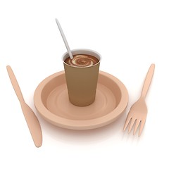 Image showing Coffe in fast-food disposable tableware