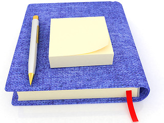 Image showing Sticky notes and pen on notepad