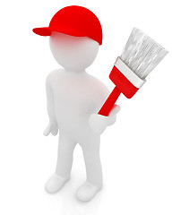Image showing 3d man with paint brush 