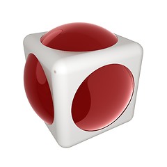 Image showing Sphere in a cube 3d design element