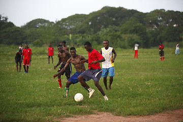 Image showing African soccer team during training