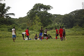 Image showing African soccer team during training