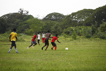 Image showing African soccer team during training