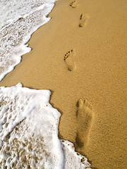 Image showing Footprints at the beach 