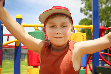 Image showing Child on bright playground equipment