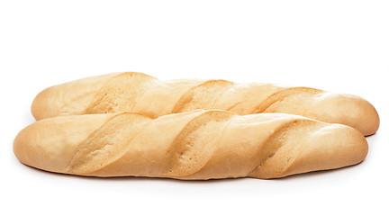 Image showing closeup of french baguette isolated on white.