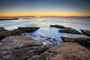 Image showing Sunrise over the ocean