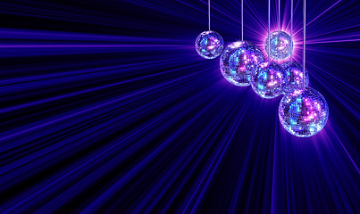 Image showing Colorful funky background with mirror disco balls