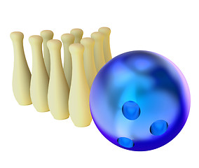 Image showing Bowling ball crashing into the skittles