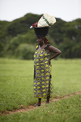 Image showing Portrait of an african lady wearing things on her head