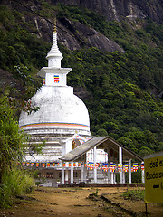 Image showing Buddhistic flags at a chapel