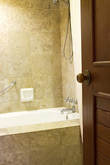 Image showing Bathtub in hotel bathroom

