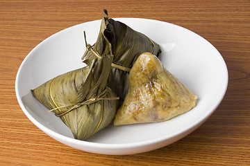 Image showing Plate of rice dumplings

