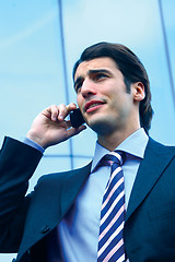 Image showing a businessman using mobile phone b