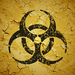 Image showing Black emblem painted on grunge wall - biohazard logo