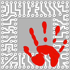 Image showing Personal identification by handprints. Computer technology conce