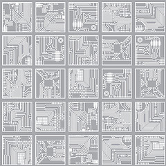 Image showing Seamless electronic pattern. Computer circuit board technology b