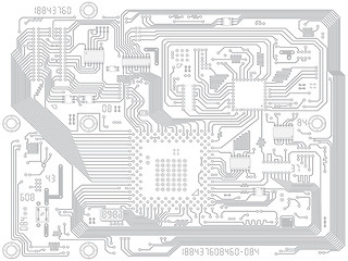 Image showing Circuit board computer drawing - electronic motherboard