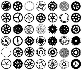 Image showing Set of silhouettes of gears and other round objects