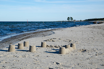 Image showing Sand piles at the beach