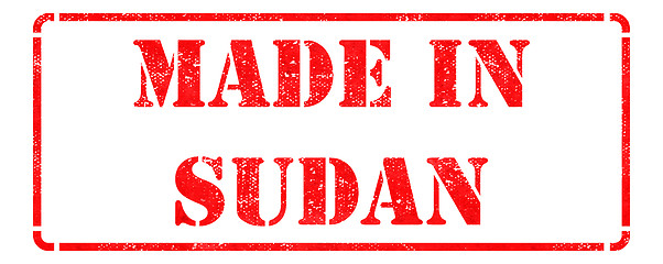 Image showing Made in Sudan on Red Rubber Stamp.