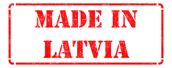 Image showing Made in Latvia on Red Rubber Stamp.