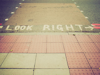 Image showing Retro look Look Right sign