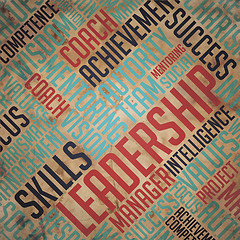 Image showing Leadership Concept - Grunge Wordcloud Background.