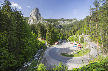 Image showing Curvy road through forest