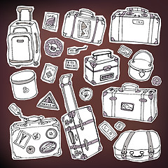 Image showing Vintage suitcases set. Travel Vector illustration.