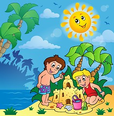 Image showing Summer theme with children playing