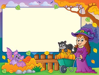 Image showing Autumn frame with Halloween theme 1