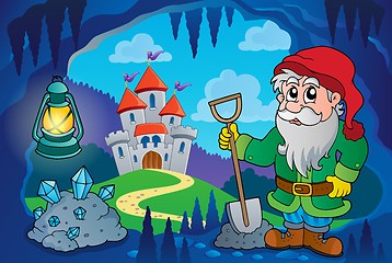 Image showing Dwarf in fairy tale cave