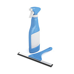 Image showing Squeegee and glass cleaner spray bottle