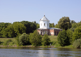 Image showing Church on a river shore