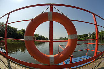 Image showing life buoy at the jetty