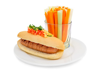 Image showing Healthy hotdog on plate isolated 