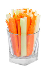 Image showing Fresh green celery and carrot