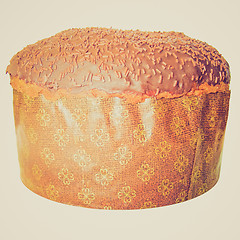 Image showing Retro look Panettone traditional Christmas Italian cake from Mil