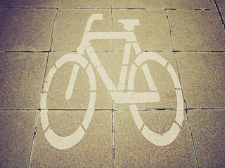 Image showing Retro look Bike lane sign