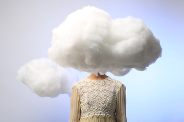 Image showing Girl with Her Head in the Clouds