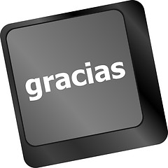 Image showing Computer keyboard keys with word Gracias, Spanish thank you