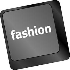 Image showing Computer keyboard key with fashion words - social background