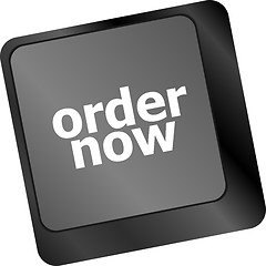 Image showing Order now computer key showing online purchases and shopping