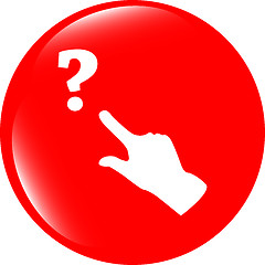 Image showing Question mark sign icon with people hand. Help symbol. FAQ sign. style buttons