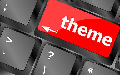 Image showing theme button on computer keyboard keys, business concept