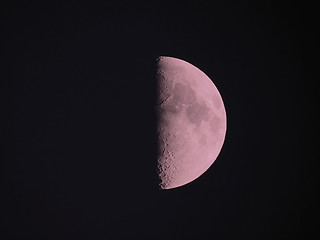 Image showing First quarter pink moon